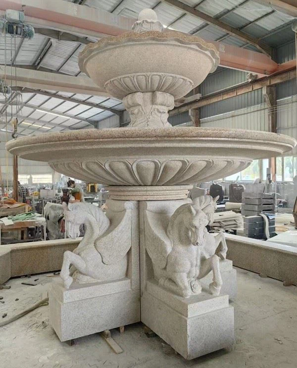 Sunset Gold Granite Garden Carving Fountain