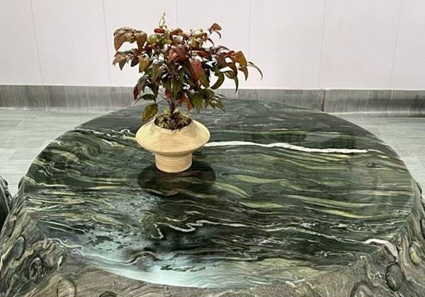 Round Green Marble Outdoor Tables