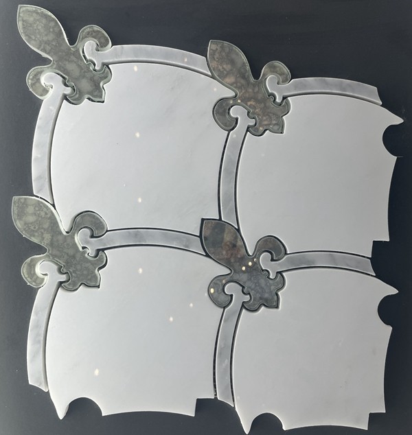 Water jet white marble mosaic